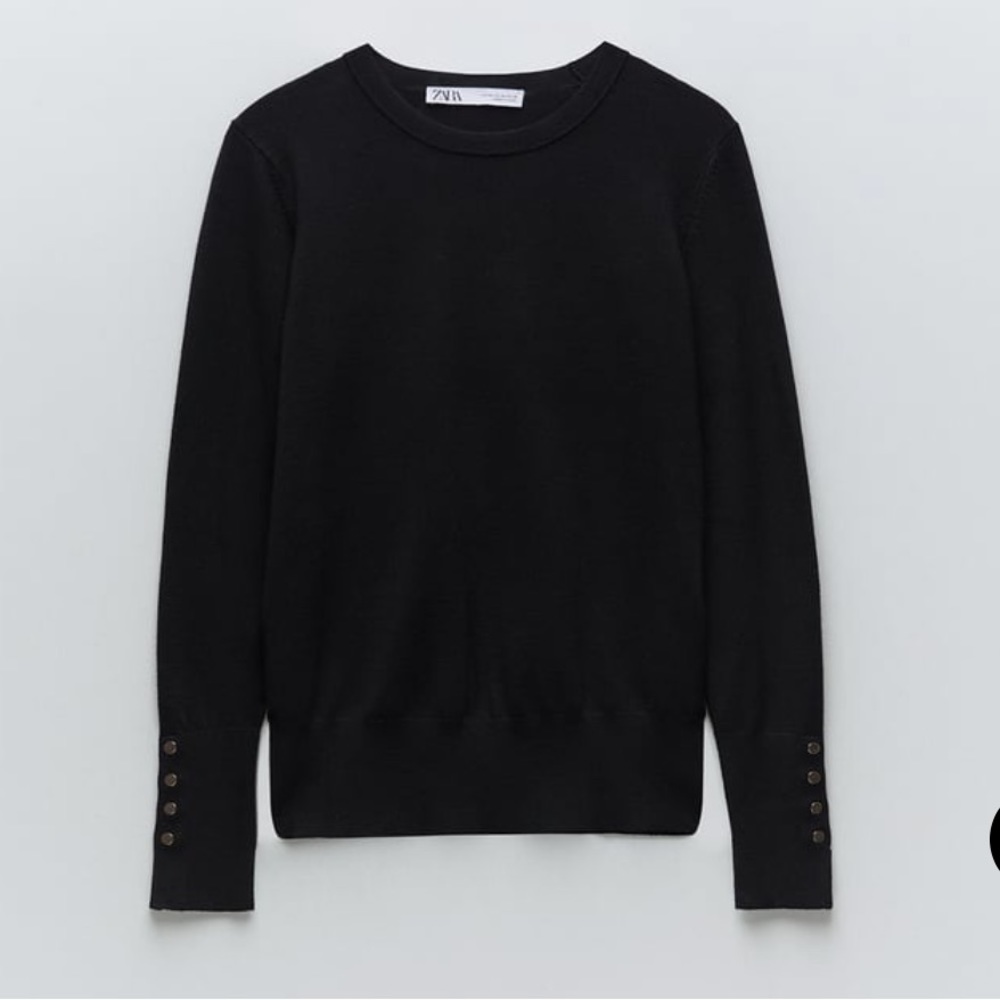 Zara black knit sweater with gold buttons. Size medium